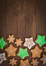 Christmas homemade gingerbread house cookie wooden background Royalty Free Stock Photo