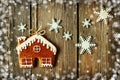 Christmas homemade gingerbread house cookie Royalty Free Stock Photo