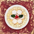 Christmas Homemade Mince Pies with Winter Holly Royalty Free Stock Photo