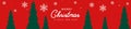 Christmas horizontal banner. Christmas tree and snowflake on red background. Minimalist design. Suit for cover, header