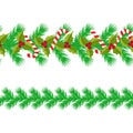 Christmas horizontal seamless background. Vector illustration. seamless strip of fir branches, candy, holly berry Royalty Free Stock Photo