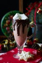 Christmas hot chocolade with marshmallow and homemade cookies Royalty Free Stock Photo