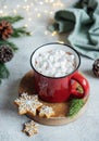 Christmas hot cocoa  in the red cup Royalty Free Stock Photo