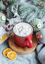 Christmas hot cocoa  in the red cup Royalty Free Stock Photo