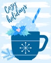 Christmas Hot Drink. Hot chocolate. Cup of hot cocoa. Seasonal winter drink.