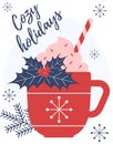 Christmas Hot Drink. Hot chocolate. Cup of hot cocoa. Seasonal winter drink.