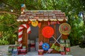 Christmas house with gifts at the tropical island