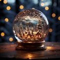 Christmas house inside of a crystal ball Royalty Free Stock Photo