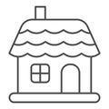 Christmas house thin line icon. Winter house vector illustration isolated on white. Christmas building outline style Royalty Free Stock Photo