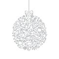 Christmas icon background with Ball Doodle Decor Elements. Happy Winter