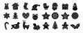 Christmas icon black glyph flat cartoon set vector Royalty Free Stock Photo