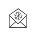 Christmas icon. Christmas email message icon. Vector illustrations. Flat design.