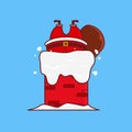 Christmas icon concept.Cute Santa Claus Stuck in Chimney vector icon illustration.Christmas Character Flat Cartoon Style Suitable Royalty Free Stock Photo