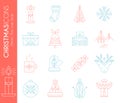 Christmas icon set. Collection of creative line style design elements