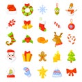 Christmas Icon Set Collection Vector. cartoon. New year traditional symbols. icons objects. Royalty Free Stock Photo