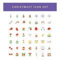 Christmas icon set with colorful modern Flat style design Royalty Free Stock Photo