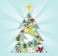 Christmas icon set in season tree shape Royalty Free Stock Photo