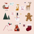 Christmas icon set in sticker style