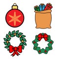 Christmas Icon, Winter Set. Vector Illustration In Flat Design Royalty Free Stock Photo