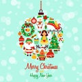 Christmas icons ball shape Royalty Free Stock Photo