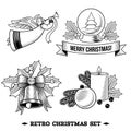 Christmas icons black and white set Royalty Free Stock Photo