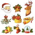 Christmas icons colored set Royalty Free Stock Photo