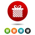 Christmas icons. Present box signs. Holiday symbol. Circle web buttons Royalty Free Stock Photo