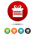 Christmas icons. Present box signs. Merry Christmas symbol. Circle web buttons Royalty Free Stock Photo