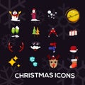 Christmas icons set with background -