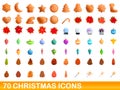 70 christmas icons set, cartoon style Royalty Free Stock Photo