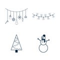 Christmas Icons Set. Collection of New Year and Winter Traditional elements for logo, print, sticker, emblem, label Royalty Free Stock Photo