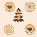 Christmas icons set of different cookies, gingerbread Christmas