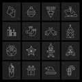 Christmas icons set outline