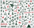 Christmas icons, sketch drawing for your design