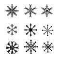 Christmas icons snowflake set. Vector illustrations. Royalty Free Stock Photo