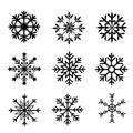 Christmas icons snowflake set. Vector illustrations. Royalty Free Stock Photo