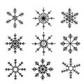 Christmas icons snowflake set. Vector illustrations. Royalty Free Stock Photo