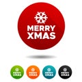 Christmas icons. Snowflake signs. Merry Christmas symbol. Vector Circle web buttons. Royalty Free Stock Photo