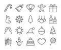 20 Christmas icons. Xmas line icon set. Vector illustration. Editable stroke.