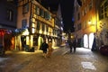 Christmas illumination on a street in Colmar Old town, Alsace, France. Royalty Free Stock Photo