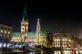 Christmas illuminations at square before Rathaus in Hamburg