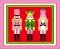 Christmas illustrated nutcracker soldiers fun childrens illustration pink and red