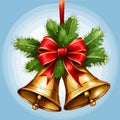 Christmas illustration. Bells and pine. Flat design elements. vector illustration Royalty Free Stock Photo