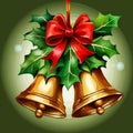 Christmas illustration. Bells and pine. Flat design elements. vector illustration Royalty Free Stock Photo