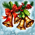 Christmas illustration. Bells and pine. Flat design elements. vector illustration Royalty Free Stock Photo