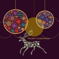 Christmas illustration, colorful snowflakes