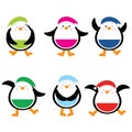 Christmas illustration with cute colorful penguin suitable for children Xmas sticker set and clip art