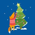 Fox and Christmas tree