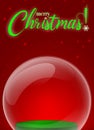 Christmas illustration, glass ball on red background with green podium. Royalty Free Stock Photo