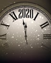 Golden shining 2020 New Year background with clock